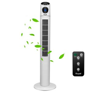 Kuyal 44-inch Oscillating Tower Fan - 50W Portable Floor Bladeless Fan with Remote Control - 15 Hour Timer and 3-Speeds Settings 3 Wind Mode for Home and Office