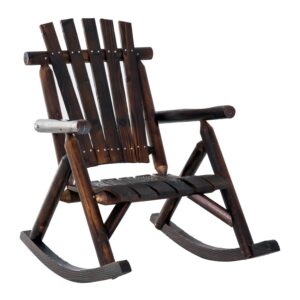 Outsunny Outdoor Fir Wood Rustic Patio Adirondack Rocking Chair Traditional Rustic Style & Pure Comfo