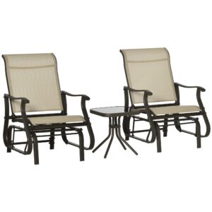Outsunny Set of 3 Gliding Chair & Tea Table Set