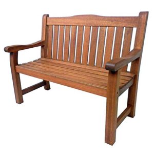 BrackenStyle Boston Wooden Garden Bench - 1 Piece Outdoor Seating – Durable Hardwood Furniture Ergonomic Backrest - Length 120cm