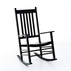 Outsunny Outdoor Porch Rocking Chair Armchair Wooden Patio Rocker Balcony Deck Garden Seat Black