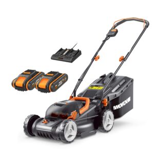 WORX 40V Cordless 34cm Lawn Mower WG779E with 2 x 2.5Ah Batteries & Dual Port Charger