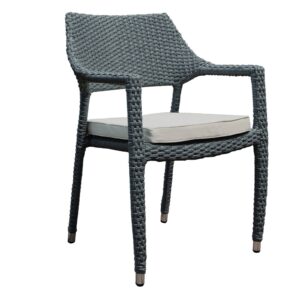 Oasis Stacking Rattan Garden Armchair - Patio Arm Chair With Light Grey Cushio