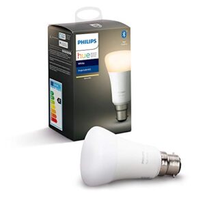 Philips Hue White Single Smart Bulb LED [B22 Bayonet Cap] with Bluetooth. Works with Alexa and Google Assistant and Apple Homekit            [Energy Class F]