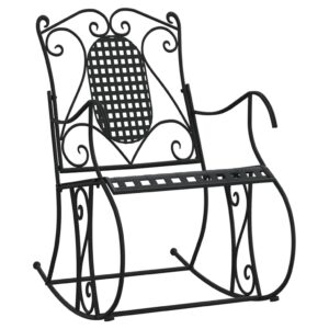 idaXL Rocking Bench Outdoor Furniture Garden Seating Rocking Chair Patio Balcony Terrace Seat Bench Seating Chair 84 cm Black Steel