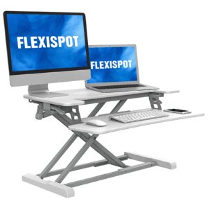 FLEXISPOT Sit Stand Desk Standing Desk Height Adjustable Desk Converter-35 Inch Wide Work Surface M17MW (MEDIUM