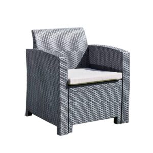 Rattan Armchair Garden Furniture Chair in Graphite with Cushion Outdoor Furniture for Patio