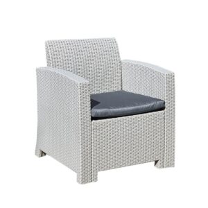 Rattan Armchair Garden Furniture Chair in Grey with Cushion Outdoor Furniture for Patio