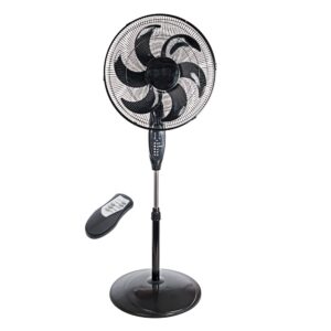 Invero 16" Inch Pedestal Air Cooling Fan with Remote Control - 3 Speed Oscillating Electric Floor Fan