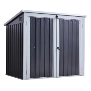 Outsunny 5ft x 3ft Garden 2-Bin Corrugated Steel Rubbish Storage Shed w/Locking Doors Lid Outdoor Hygienic Dustbin Unit Garbage Trash Cove