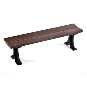 BrackenStyle Recycled Plastic Backless Bench - Durable Commercial Grade Seat - 3 Person (Brown and Black)