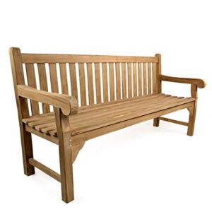 BrackenStyle Queensbury Teak Garden Bench - 4 Person Park Seat - Incredibly Durable Manufactured From Grade A Teak
