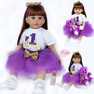 ZIYIUI Reborn Toddler Dolls 24 inch 60cm Soft Silicone vinyl Lifelike Reborn Baby Girls that Looks Real Toddler Dolls Weighted Cotton Body Girls with Magnetic Dummie Toys