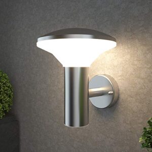 NBHANYUAN Lighting® Outside Lights Mains Powered LED Outdoor Wall Light Silver Stainless Steel Exterior Light IP44 Weatherproof 3000K Warm White for Porch 1000LM            [Energy Class E]