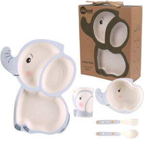 LILY PAD + LITTLE MR - Kids Dinnerware Set (Little Ellie Elephant) Gift Set for Boys and Girls