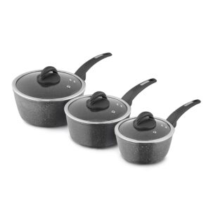 Tower T81212 Cerastone Forged 3 Piece Saucepan Set with Non-Stick Coating and Soft Touch Handles
