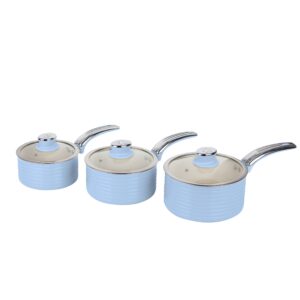 Swan SWPS3020BLN Retro Induction Saucepan Set With Glass Lids
