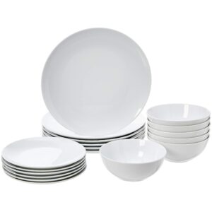 Amazon Basics 18-Piece Dinnerware Set - White Porcelain Coupe