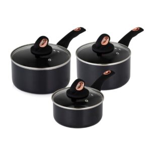 Tower T800131 Rose Gold 3 Piece Saucepan Set with Cerasure Non-Stick Coating