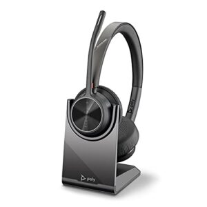 Poly - Voyager 4320 UC Wireless Headset + Charge Stand (Plantronics) - Headphones with Boom Mic - Connect to PC/Mac via USB-A Bluetooth Adapter