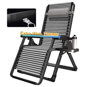 XUMOUDDIAN Folding chair Oversize Garden Rocking Chair Reclining With Cushions for Heavy People-Outdoor Patio Deck Folding Rocker Zero-Gravity Seat Support200kg armchair (Color : Black withou Happy