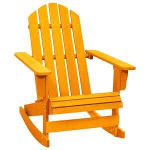idaXL Solid Fir Wood Garden Adirondack Rocking Chair Outdoor Patio Seating Garden Armchair Seat Terrace Backyard Balcony Furniture Orange
