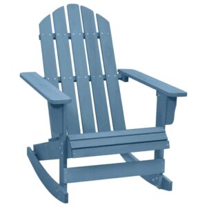 idaXL Solid Fir Wood Garden Adirondack Rocking Chair Outdoor Patio Seating Garden Armchair Seat Terrace Backyard Balcony Furniture Blue