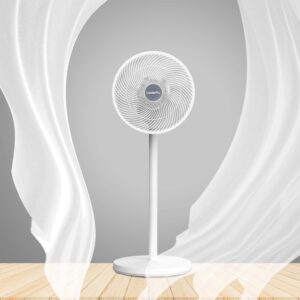 LeaderPro DC Fans Standing 3D Oscillation Pedestal Fan with Remote Control|12 Speed Turbo|Powerful Wind for Air Circulation|20dB Quiet for Bedroom|26W Energy Saving