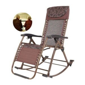 Outdoor Rocking Chair Reclining Zero Gravity Patio Lounger Chair Folding Outdoor Garden Beach Lawn Camping Portable Chair Support 200kg (Color : Black) Happy