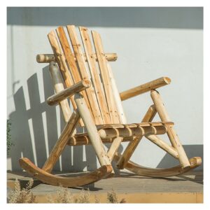 Outdoor Wooden Retro Rocking Chairs for Porch Garden Lawn Patio