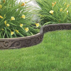 Garden Gear Scroll Effect Garden Border Edging Flexible Curve Eco Friendly Recycled Rubber Tyre Lawn & Patio 4 X 120cm (Earth)