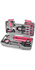 39 Piece Pink Home Tool Kit