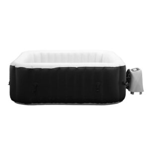 Hot Tub Inflatable Spa Pool Bubble 6 Person with Cover for Outdoor Square FJW624 (White with Black)