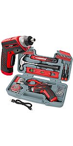 35 Piece Red Home DIY Tool Kit Set &amp;amp;amp; USB Electric Power Screwdriver