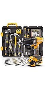 80 Piece 18V Drill Driver & Home Garage Tool Kit Set