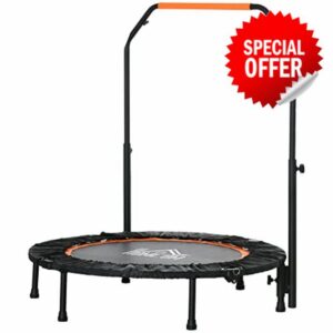 HOMCOM 40" Foldable Mini Trampoline Fitness Trampoline Rebounder for Adults w/Adjustable Foam Handle