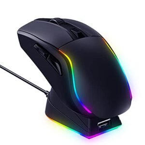 RisoPhy Wireless Gaming Mouse with RGB Magnetic Charging Dock
