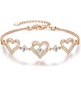 CDE Heart Women Bracelets Birthstone Jewellery for Women 925 Sterling Silver Charm Bracelet Adjus...