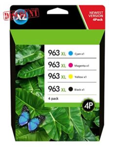 963XL Ink Cartridges Multipack Remanufactured 4-Pack for HP 963XL 963 XL Multipack Replacement for HP OfficeJet Pro 9015 9010 9012 9025 9018 9019 9020 (Black/Cyan/Magenta/Yellow)