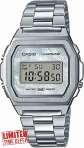 Casio Collection Womens Digital Watch with Stainless Steel Strap