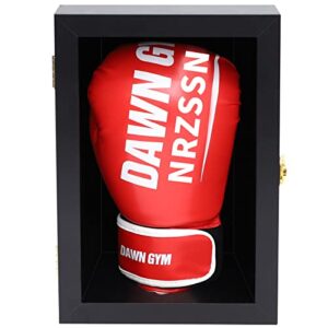 NRZSSN Boxing Glove Display Case Wall Mount Lockable Full Size pro UV Protected Clear Acrylic Holder Box for Baseball Boxing Signed Glove (Black - Single Glove)