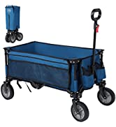 Timber Ridge Collapsible Folding Festival Wagon, Pull Along Trolley on Wheels with Adjustable Han...