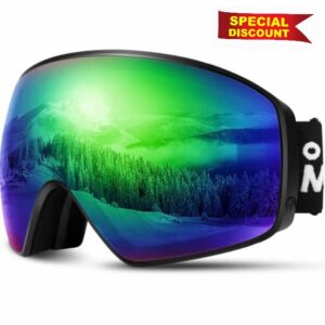 OutdoorMaster Wide-Angle Ski Goggles Men & Women with Frameless/Interchangeable Magnetic Lens
