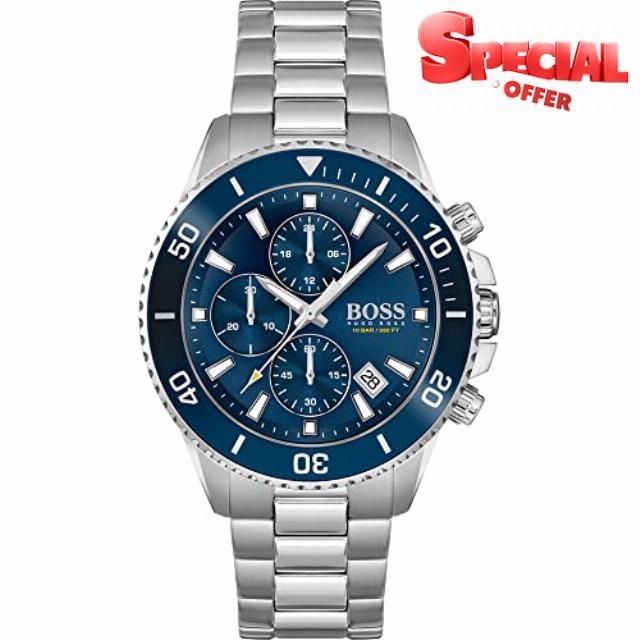 BOSS Chronograph Quartz Watch for Men with Silver Stainless Steel Bracelet - 1513907