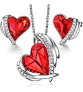 CDE Jewellery Sets Gifts for Women Heart White/Rose Gold Necklaces and Earrings Set Valentines Ch...