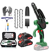 Mini Chainsaw, Electric Chainsaw, Goldsea 6-Inch Cordless Chainsaw with 2 Battery and Charger Por...