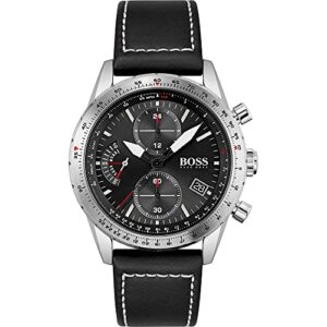 BOSS Chronograph Quartz Watch for Men with Black Leather Strap - 1513853