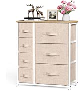 Pipishell Fabric Chest of Drawers, Dresser Storage Drawers with Wood Top and Large Storage Space,...