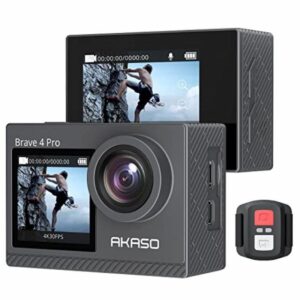 AKASO Brave 4 Pro 4K30FPS Action Camera - 131ft Waterproof Camera with Touch Screen Advanced EIS Remote Control 5X Zoom Underwater Camera - Grey