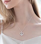CDE Heart Necklaces for Women 925 Sterling Silver Birthstone Pendant Necklace Anniversary Birthda...
